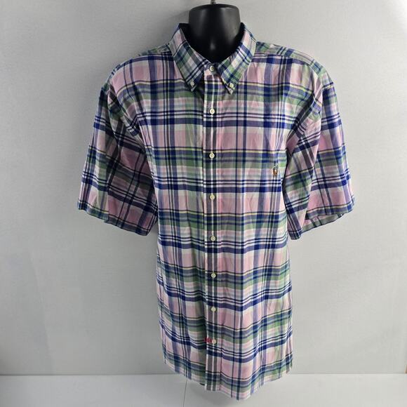 Ralph Lauren 3XB short sleeve button down shirt plaid multicolor mens 6645 - Picture 1 of 7